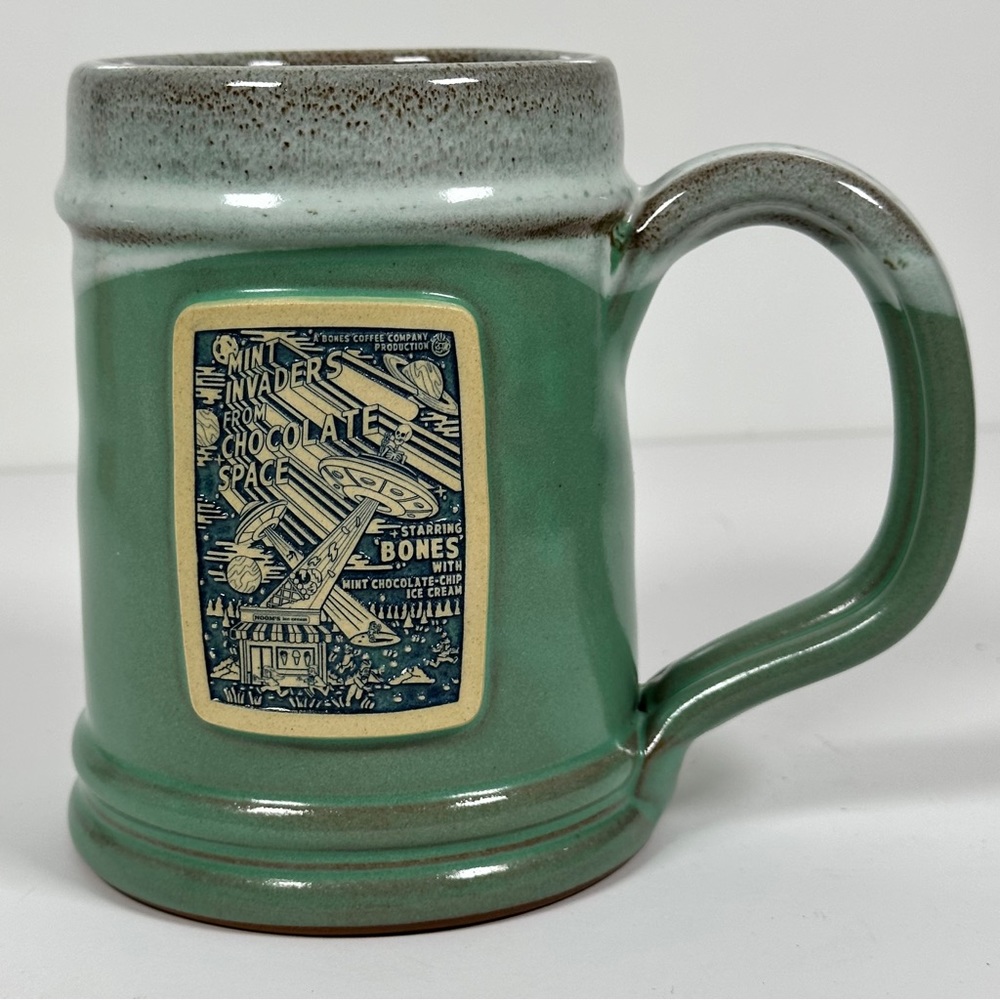 Bones‎ Coffee Co. Mint Invaders From Chocolate Space Tankard Ceramic Coffee Mug